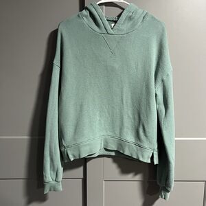 Madewell MWL Airterry Cropped Hooded Sweatshirt Blue/Green Small Cozy Lounge